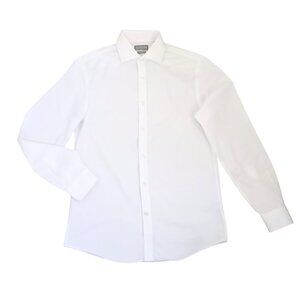 Michael Kors White Slim Fit Men's Dress Shirt - Long Sleeve Button-Up, Size M